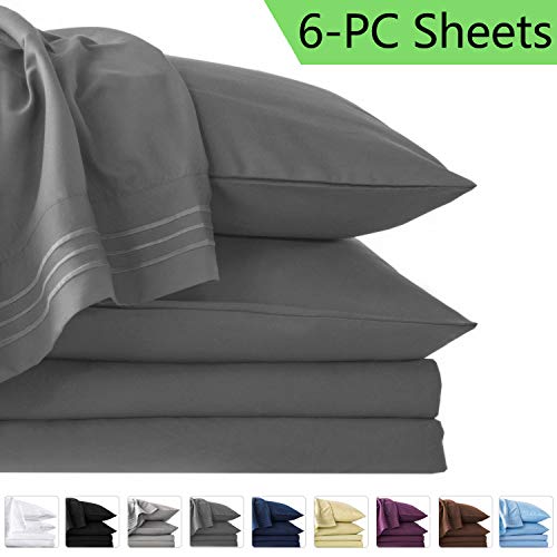 LIANLAM Queen 6 Piece Bed Sheets Set - Super Soft Brushed Microfiber 1800
