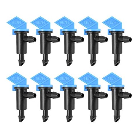 sourcing map 30Stk Flagge Tropfer 2 GPH 8L/H Emitter Sprinkler 4/7mm Schlauch Rasen Tropfen Bewässerung Cover