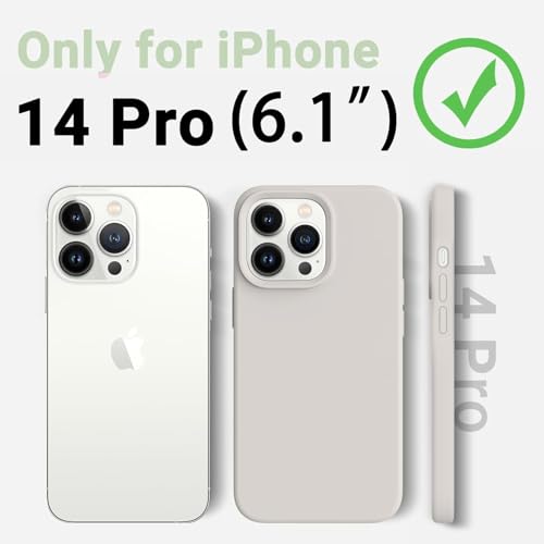 Image of DIZORO Liquid Silicone Compatible for iPhone 14 Pro Case Gel Rubber with Microfiber Lining Non-Slip Full Body Protective Shockproof Back Cover (Neo Stone, 6.1 inch), Offwhite