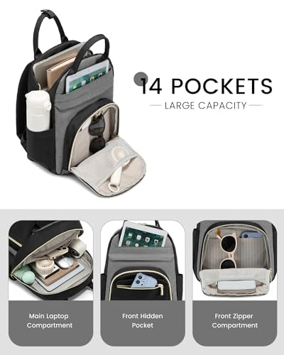 Image of LOVEVOOK Small Backpack Purse for Women, Mini Backpack, Light Weight Cute Fashion Backpack for Work Daily Travel, Black-Grey