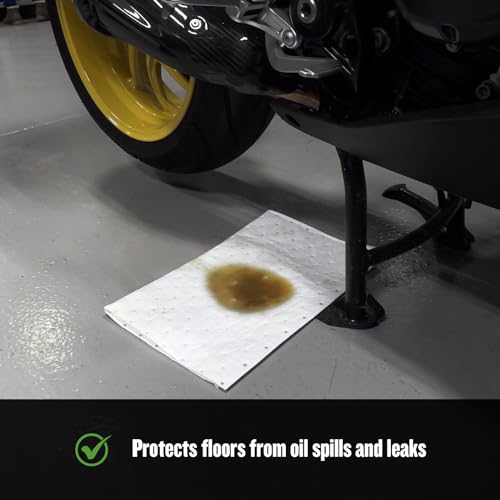 Image of FlashDry Oil Absorbent Pads - High Absorbency of Oil-Based Liquids, Water-Repellent, Tear-Resistant, Premium Mats, Ideal for Garage, Driveway, Automotive, Marine Use, 17.5 inch x 13.5 inch, 10 Pads in Total