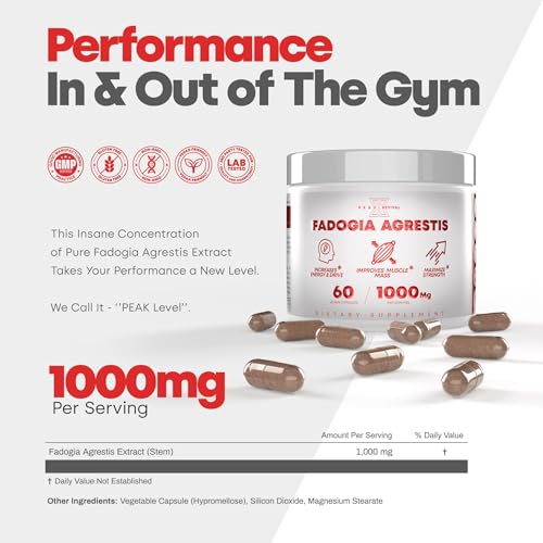 Image of Testosterone Booster for Men with Fadogia Agrestis 1000mg Per Serving - Improve Natural Testosterone production, Increase Energy and Muscle Growth - Workout Supplement USA Made (60 Capsules)