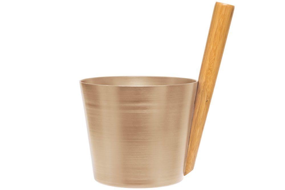 Rento Champagne Aluminum & Bamboo Sauna Bucket