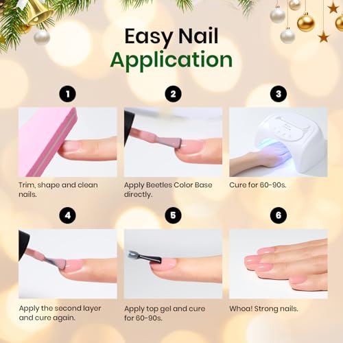 Beetles 15ml Rubber Base Builder Nail Gel - Clear Color Base for Nails Strengthening, Thickening and Sculpting, Soak Off UV LED Long Lasting for Weak and Damaged Nails - Thumbnail 7