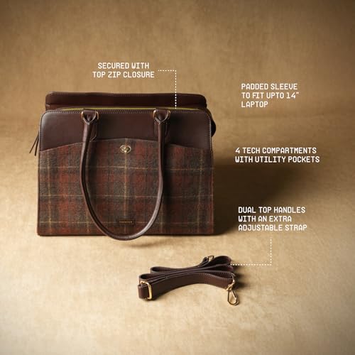 Image of Theater Dr. Grief Brown Croco Handbag for Women | Structured Top Handle Tote with Spacious Interior | Elegant Office Work & All Day Essential Laptop Bag