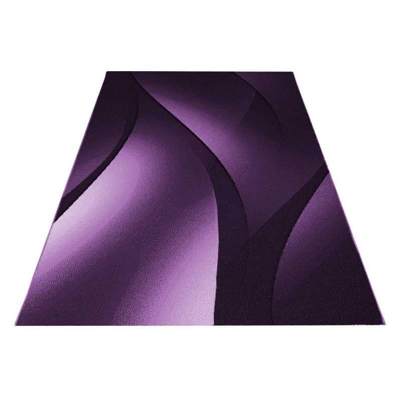 Tapis violet salon design moderne abstrait ondes 160x230 cm