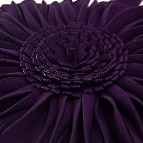 Jwh Dark Purple Flower Pillow Covers Decorative Velvet Throw Pillow 3D Sunflower Accent Pillow Cases Aesthetic Pillowcase Round Cushion For Couch Bed Living Room Farmhouse Decor Euro Shams 14 Inch #TOP2