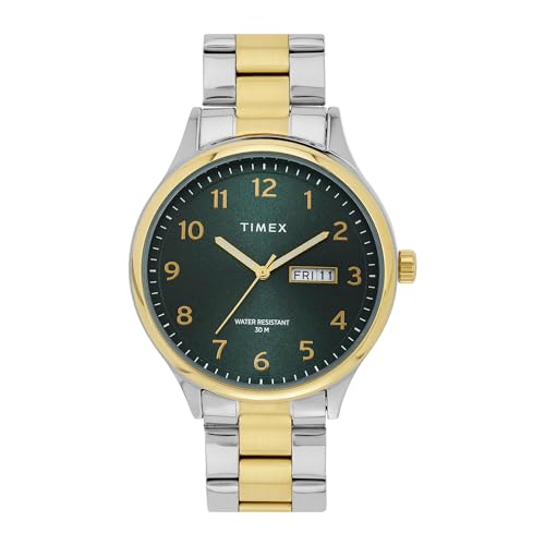 TIMEX Analog Watch for man with Green Round Dial & Multicolor Stainless Steel Bracelet Band Water Resistant Men's Wrist Watches - TWEG18443 - Image 2