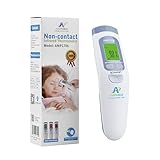 Amplim Non-Contact Forehead Thermometer for Kids and Adults. AmpMed No-Touch Baby Head Temporal Thermometer. Touchless Digital Fever Thermometer for Accurate Temperature Reading (White Blue)