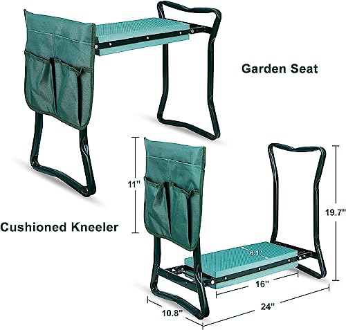 SUPER DEAL Folding Garden Kneeler and Seat with Free Tool Pouches - EVA Foam Pad Protects Your Knees - Sturdy and Lightweight, Gardening Gifts for Women Men - Image 3