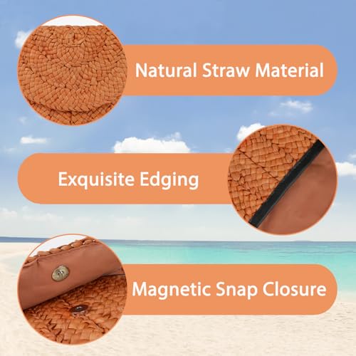 Image of Straw Clutch Bag for Women Envelope Woven Clutch Handbag Summer Beach Purse