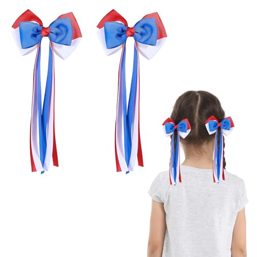 Pinzas para cabello con lazos patrióticos 4th of July miniatura 2