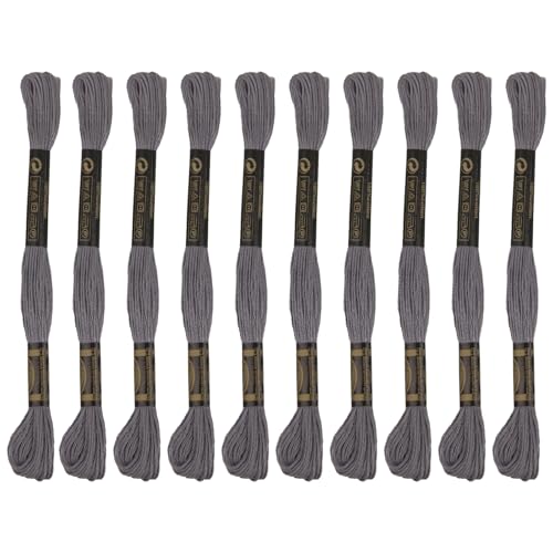 Image of 12 Skeins Premium Egyptian Embroidery Floss 9 Yards Each Egyptian Long Fiber Cottons Cross Stitch Thread for Embroidery Projects Bracelet. (12, Dark Grey)