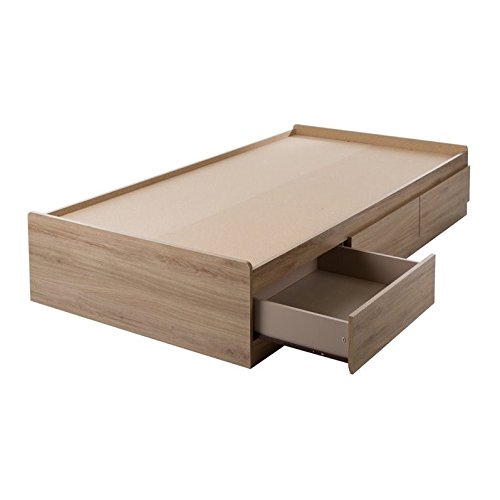 South Shore Fynn Mates Bed With 3 Drawers, Twin, Rustic Oak #TOP3