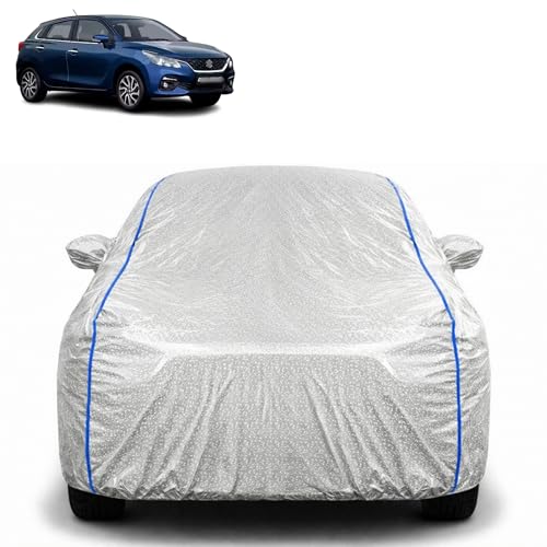 Image of Waterproof Car Cover for Maruti Suzuki Baleno | All Weather Protection | UV Resistant & Dustproof | Soft Cotton Lining to Prevent Scratches | Triple Stitched with Mirror Pockets & Elastic Hem