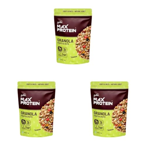 Image of RiteBite Max Protein Granola Fruits and Nuts 500g | 7 Grains| 10g Protein | 5g Fiber | Natural Ingredients | Breakfast Cereals | Simply Delicious| Vegan (Pack of 3)