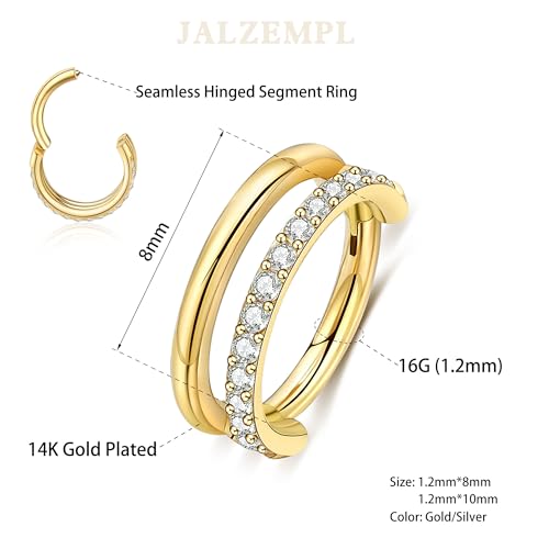 Gold Nose Rings Hoops 316L Surgical Steel Flower Nose Ring Silver Septum Rings 16g Clicker Daith Hinged Piercing Jewelry Gifts 1.2 * 8mm2