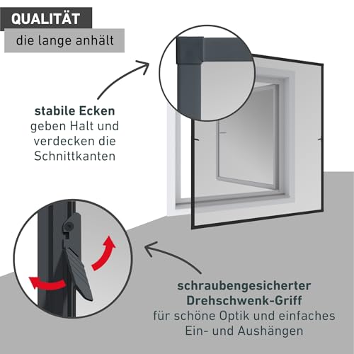 Windhager Insektenschutz Rahmen Fenster EXPERT, Fliegengitter Alurahmen für Fenster, Selbstbausatz 100 x 120 cm, anthrazit