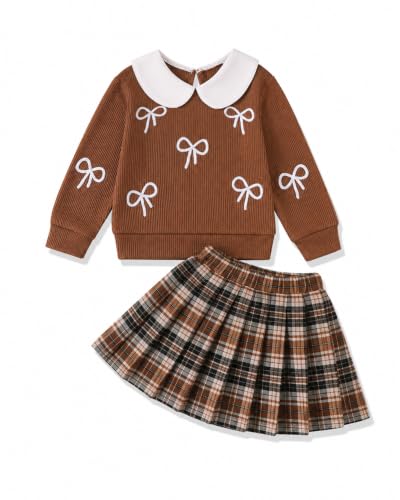 Image of Renotemy Toddler Girls Outfits Winter Little Girl Clothes Skirt Set 18M-6Y | Girls Christmas Fashion 2 Piece Outfit,Fall Knit Sweater and Skirt Set,Holiday Thanksgiving Dress Back to School Essentials
