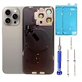 15 Pro Max Back Glass Replacement Kit with Plate & Flex Cable and All Parts, with Repair Tools (Natural Titanium)