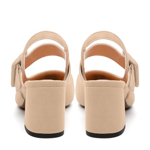 Women's Slingback Heels Mid Heel Pumps Pointed Closed Toe Chunky Heel Suede Wedding Party Shoes4