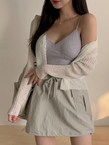 GORGLITTER Women's Lightweight Cropped Cardigan Sweater Long Sleeve Open Front Knit Button Up Crop Cardigan Shrugs4