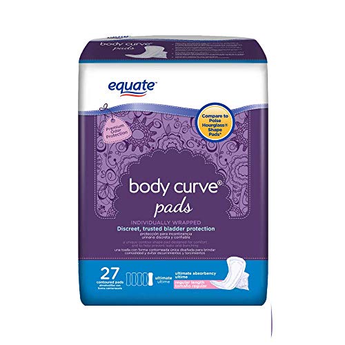 PACK OF 4 - Equate Body Curve Ultimate Absorbency Incontinence Pads,Long Length, 27 count