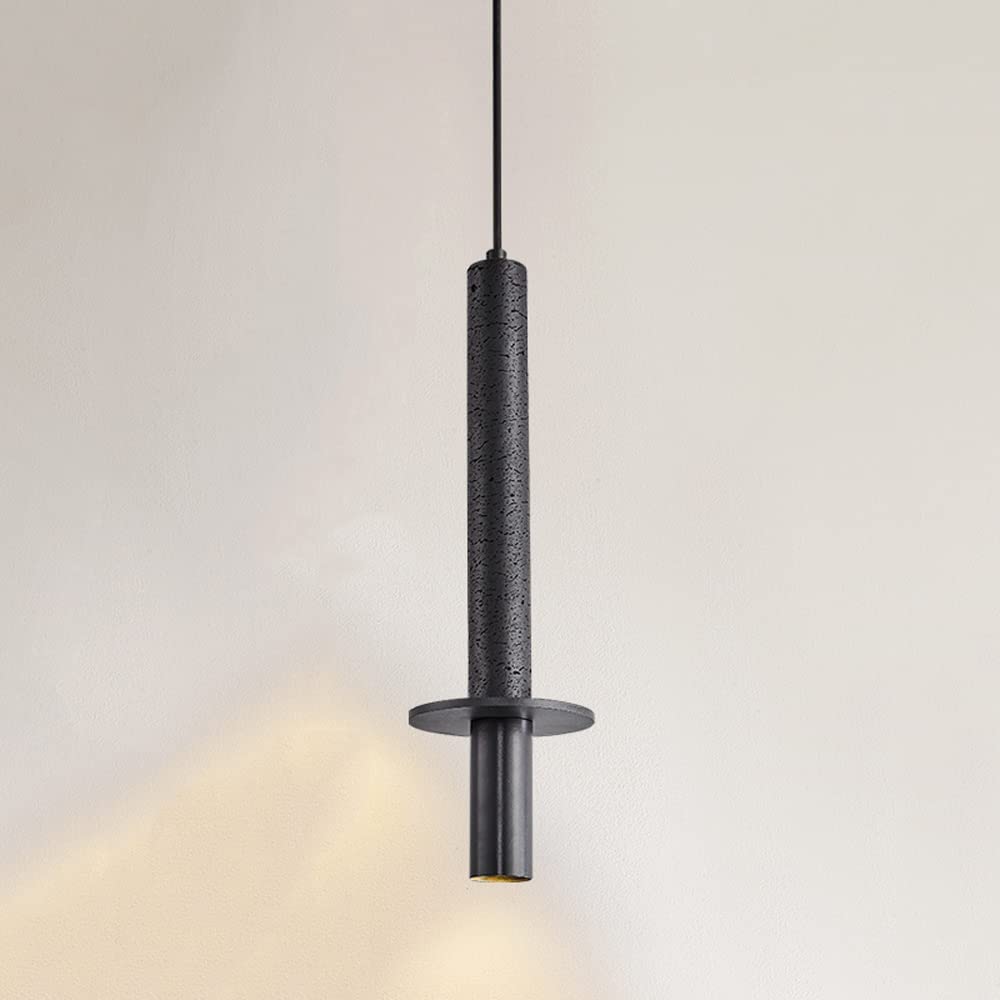 Lampe suspendue minimaliste LED à intensité variable noire pour chevet moderne H15,76