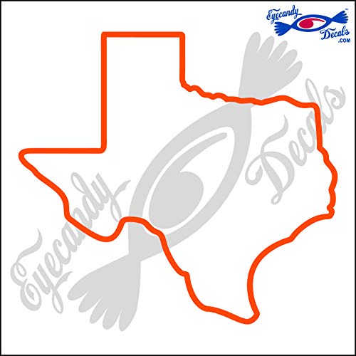 Image of Texas State Outline 6 INCH Decal Sticker Orange