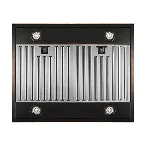 AKDY Island Mount Range Hood – Embossed Copper Hood Fan for Kitchen – 4-Speed Professional Quiet Motor – Touch Control Panel – Modern Design – Dishwasher-Safe Baffle Filters (30 in.) - Thumbnail 6