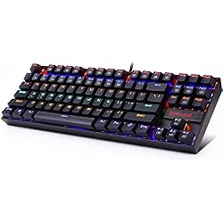 Teclados Gamer Redragon Redragon Teclado Mecanico Gaming - KUMARA K552 -TKL - Iluminacion Rainbow - Interruptores Rojos - Reforzado - Distribución Española - Teclado Gamer con Cable - Negro