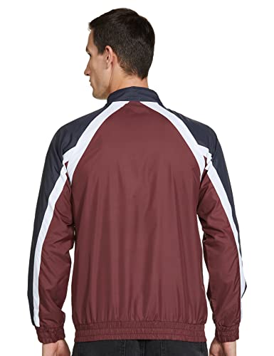 Image of The Indian Garage Co Red Regular Fit Colourblocked Long Sleeve Windcheater