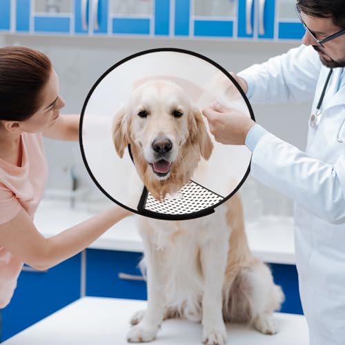 Image of Paterr 9 Pcs Soft Dog Cone Collar Adjustable Protective for Pet Flexible Plastic Cone for Dog After Surgery Recovery E Collar for Wound Healing Small Medium Large(Black Border)