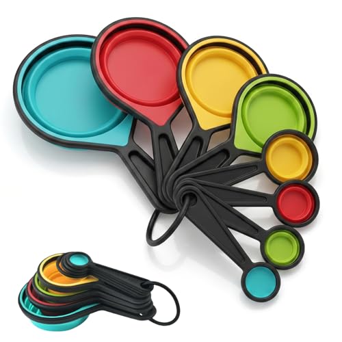 Set de 8 tazas medidoras plegables de silicona miniatura 1