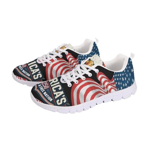 Image of Jeiento American Flag Shoes Men's Fashion Sneaker Sports Running Shoes Causal Travel Walking Flat Shoe Breathable