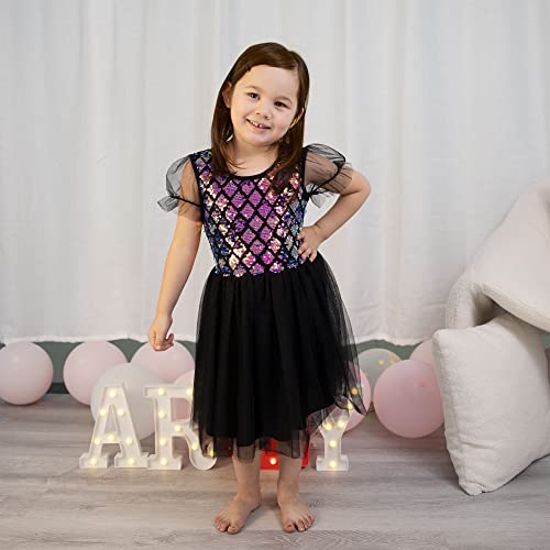 Toddler Girl Dresses Mermaid Themed Sequin Princess Casual Short Sleeve Tutu Dress Girls Birthday Party Skirts 3-7T4