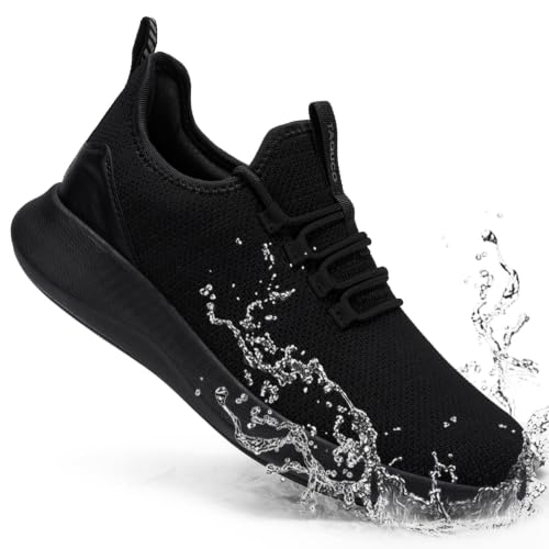 Image of Non Slip Work Shoes for Mens Slip On Sneakers Waterproof Chef Kitchen Shoe Comfortable Slip Resistant Restaurant Footwear Hombre Zapatos de Trabajo, Black