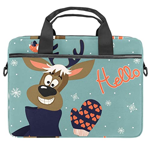 Funda de mensajero para portátil de 14.5 pulgadas, maletín multicolor Hello Christmas Raindeer