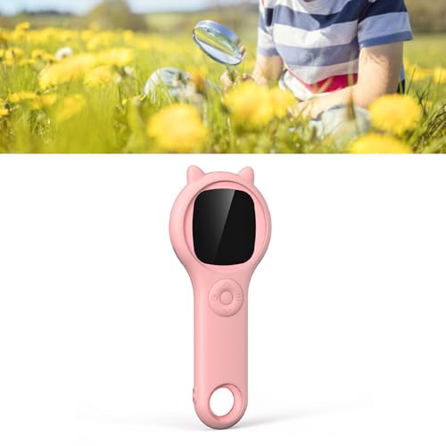 Image of Handheld Digital Microscope, Pocket Magnifying Glass for Students Kids with 2.0in Color Screen, 500x Magnification, 2MP, 8 Adjustable LED Lights, Compatible with OSX (Pink)