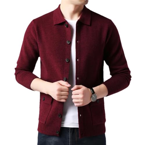 Men Knitting Casual Solid Turn Down Collar Sweaterscoat Cardigan
