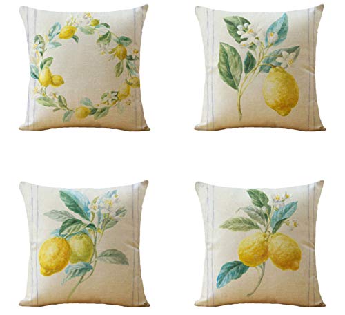 JgZATOA Cartoon Zitrone Kissenbezug Kissenbezug Wohnzimmer Sofa Couch Bett Kissenbezüge Kissen 45Cm X 45Cm 4Er-Set