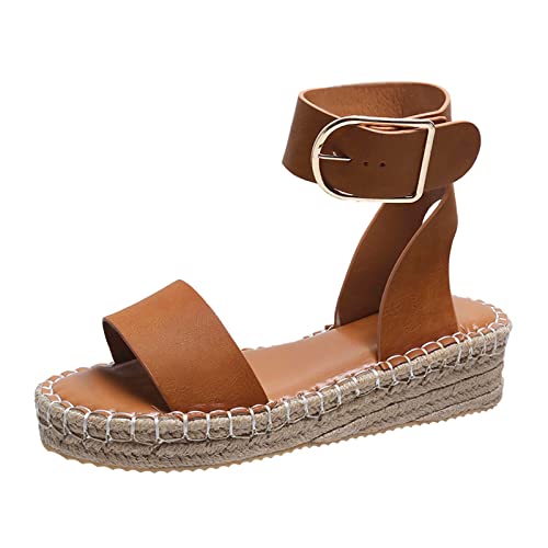 NUSGEAR Sandalias de Mujer 2024 Verano con Punta Abierta Moda Bohemia Casual Sandalias de cuña Plataforma Zapatos Forrado de Yute Elegante con Correa Fiesta Calzado Comoda vestir Tallas grandes