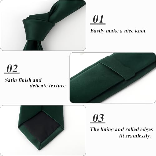 Image of Landisun Black Tie Men Women Solid Skinny Ties Slim Ties Satin Tie