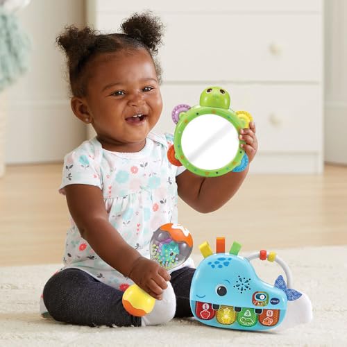 VTech Coffret P’tit Musicien Mes Premiers Instruments Premiers Jouets Bébé Piano Lumineux et Interactif Tambourin Miroir et Hochet Maracas Cadeau de Naissance Contenu en Français - vue 8
