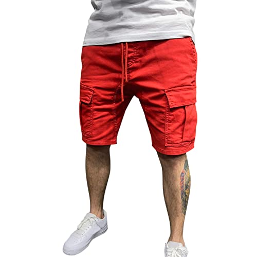 Mens Resort Wear 2025 Cargo Shorts Elastic Waist Running Hiking Shorts Casual Summer Clothes with Multiple Pockets2