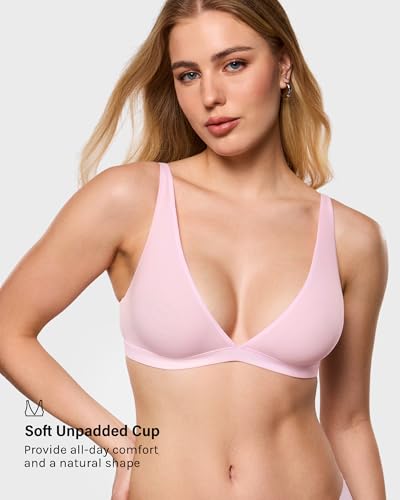 Image of INLYRIC Women's Inbarely Soft Plunge Bralette - Deep V Unlined Triangle No Padding No Underwire Sexy Comfort Sleep Bra