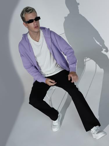 Image of Hubberholme Men Purple Cotton Long Sleeves Regular Hood Sweatshirts HHMSSW23002