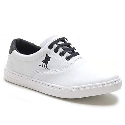 Kit Tênis Casual Polo Sapatênis Masculino Almofadado + Boné Cor:Branco,Tamanho:41