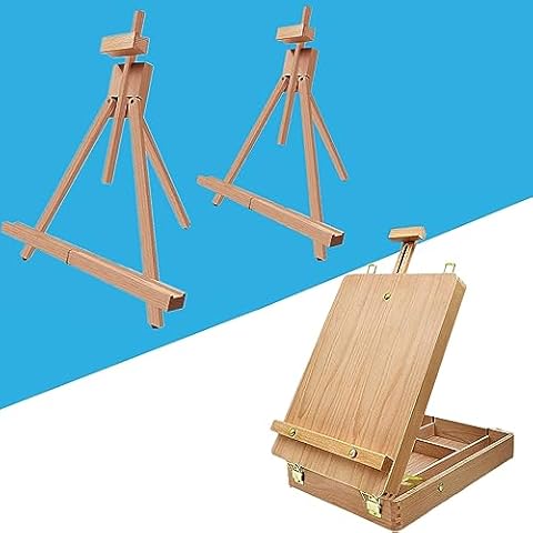 Miratuso 2 Pack A-Frame Painting Easel Display Stand, Premium Wooden Sketchbox Tabletop Easel for Student Artist Beginner Cover