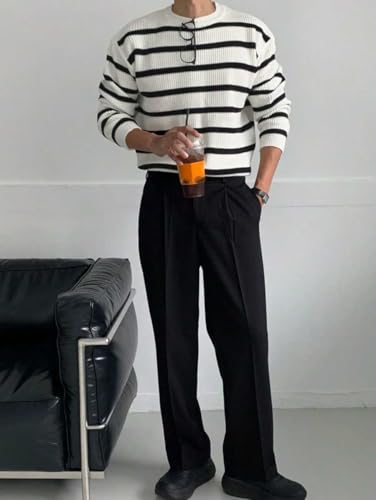 Image of Pivl Men's Winter Round Neck Striped Sweater